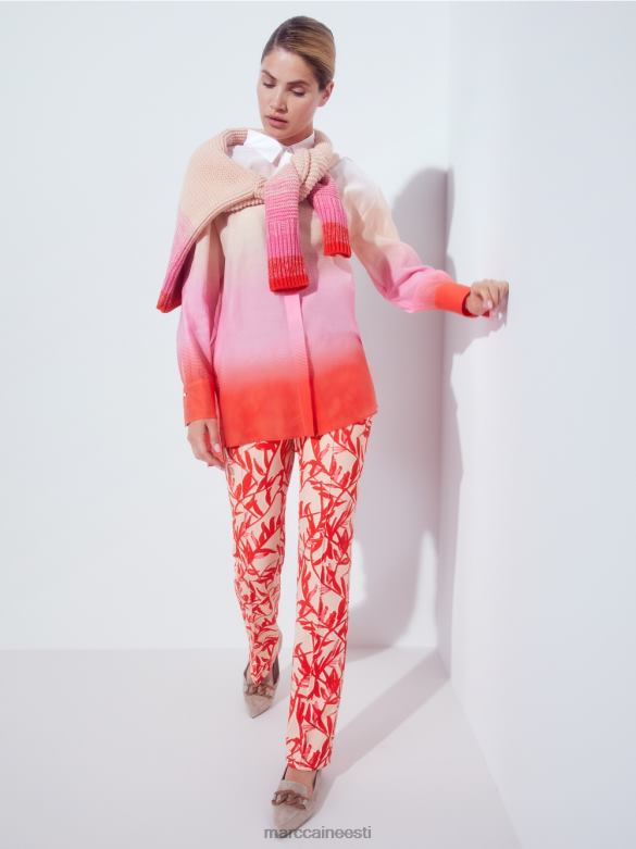 Marc Cain Riietus lillelise mustriga püksid J8DT702 särav päevitus