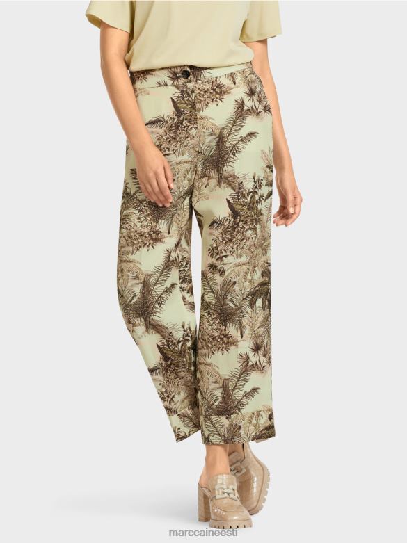 Marc Cain Riietus lillelise trükiga püksid J8DT686 pehme hingeõhk