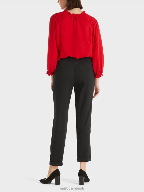 Marc Cain Riietus linased püksid joggeri vöökohaga J8DT609 must