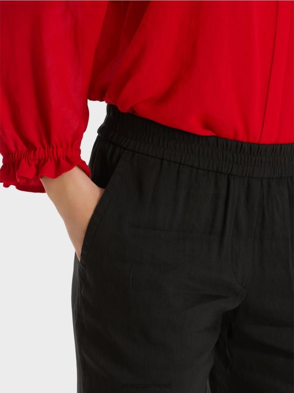 Marc Cain Riietus linased püksid joggeri vöökohaga J8DT609 must