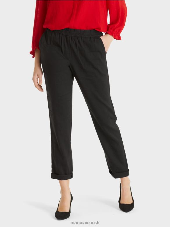 Marc Cain Riietus linased püksid joggeri vöökohaga J8DT609 must