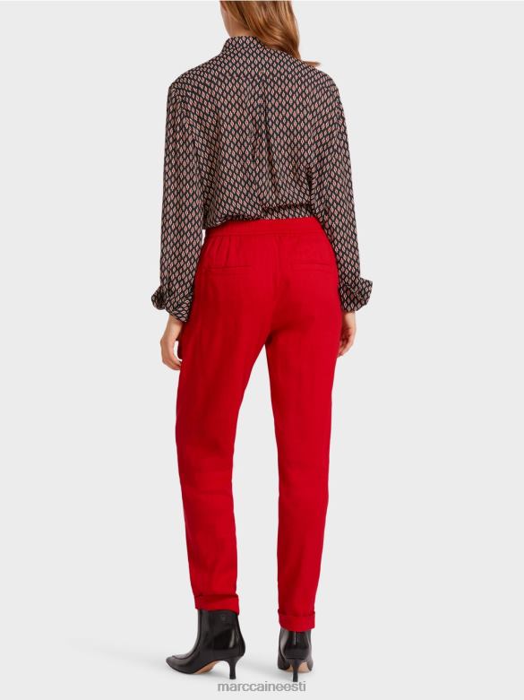 Marc Cain Riietus linased püksid joggeri vöökohaga J8DT613 sügav punane