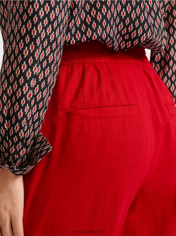 Marc Cain Riietus linased püksid joggeri vöökohaga J8DT613 sügav punane