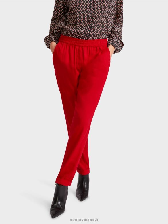 Marc Cain Riietus linased püksid joggeri vöökohaga J8DT613 sügav punane