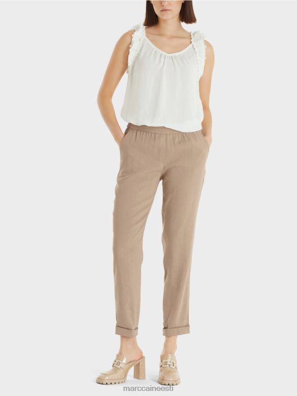 Marc Cain Riietus linased püksid joggeri vöökohaga J8DT642 sügav liiv