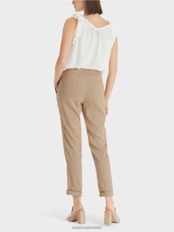 Marc Cain Riietus linased püksid joggeri vöökohaga J8DT642 sügav liiv