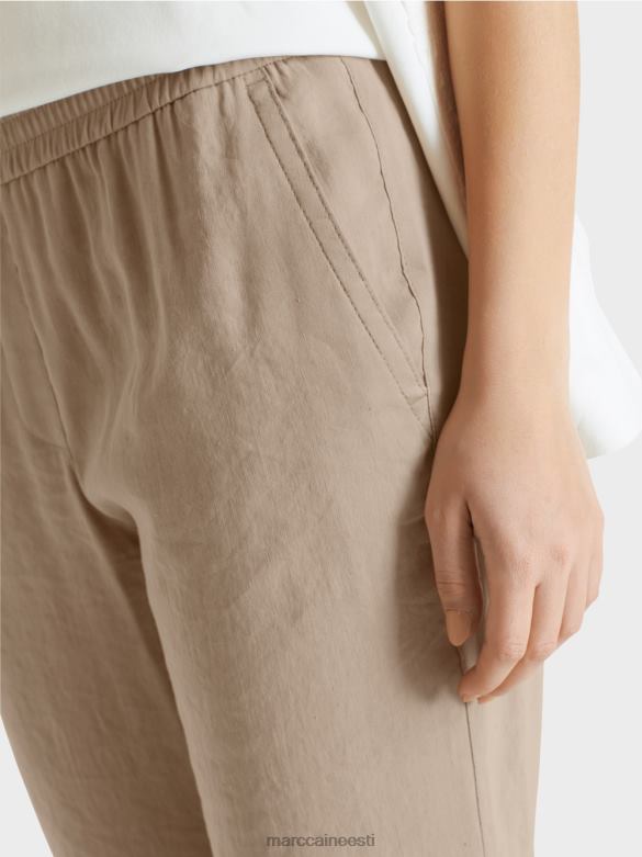 Marc Cain Riietus linased püksid joggeri vöökohaga J8DT642 sügav liiv
