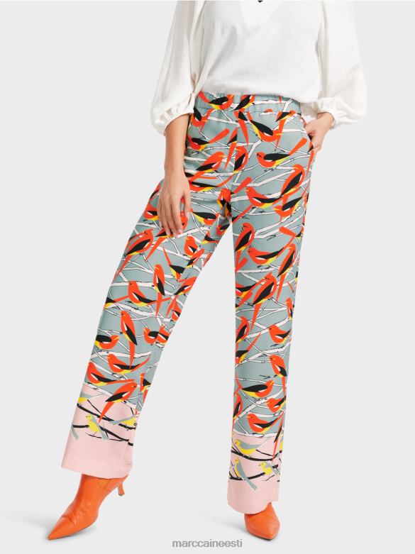 Marc Cain Riietus linnu disainiga püksid Washingtonis J8DT580 tume taevasinine