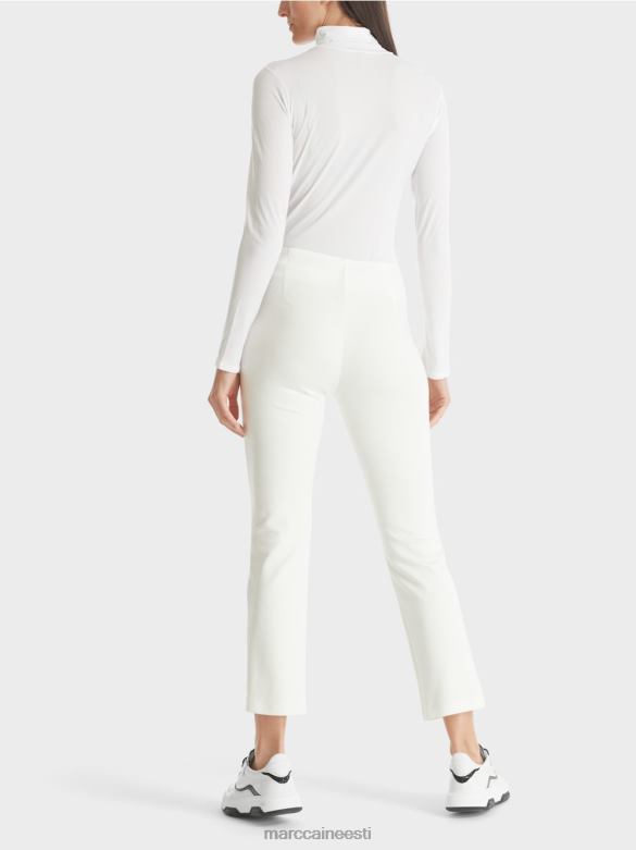 Marc Cain Riietus nööritorustikuga venivad püksid J8DT741 määrdunudvalge