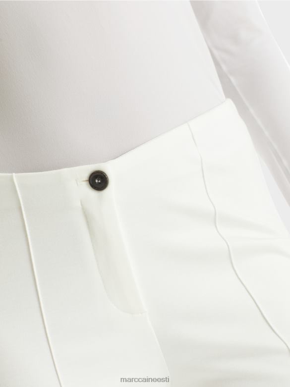 Marc Cain Riietus nööritorustikuga venivad püksid J8DT741 määrdunudvalge