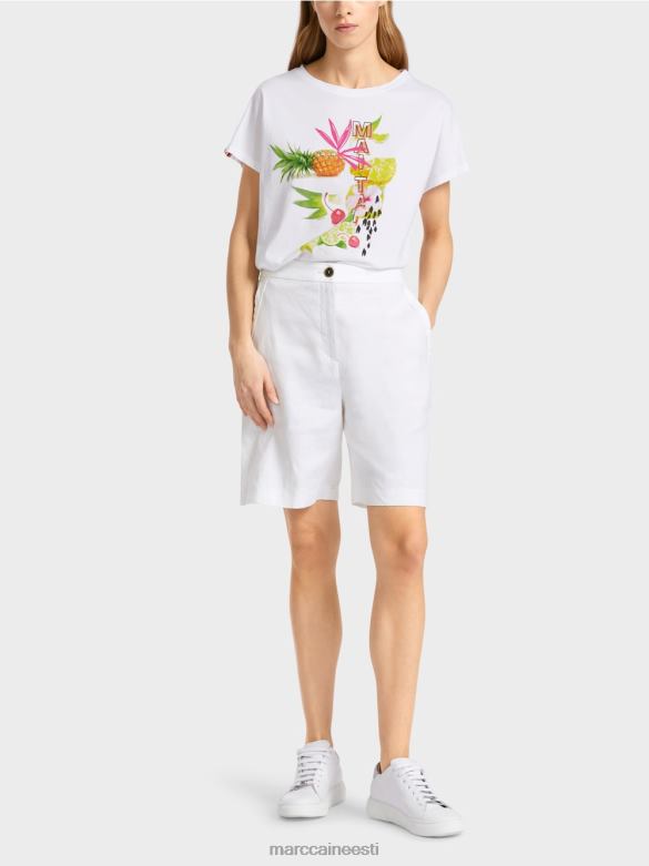 Marc Cain Riietus naiselikud veniva vöökohaga lühikesed püksid J8DT622 valge