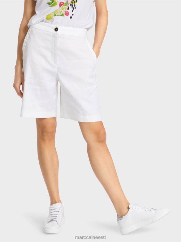 Marc Cain Riietus naiselikud veniva vöökohaga lühikesed püksid J8DT622 valge