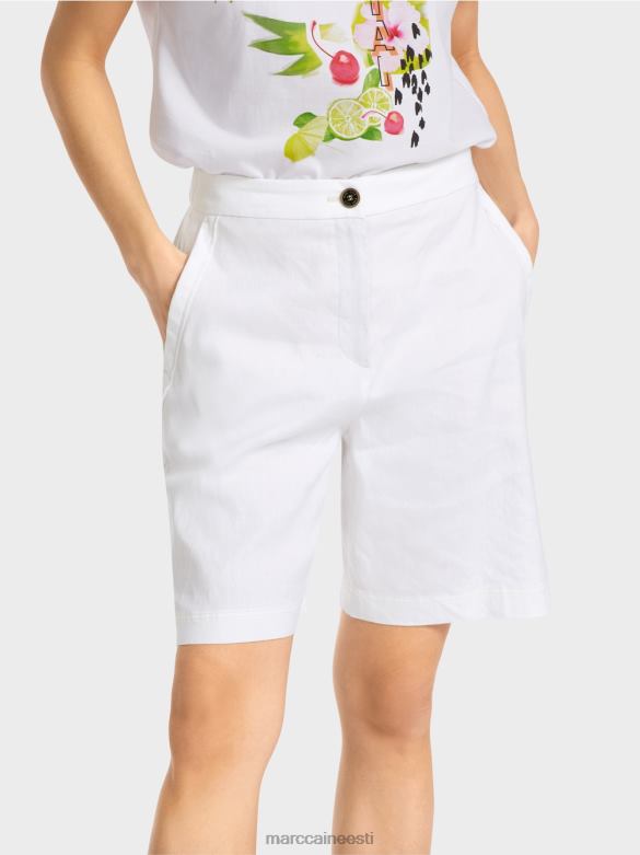 Marc Cain Riietus naiselikud veniva vöökohaga lühikesed püksid J8DT622 valge