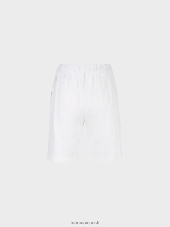 Marc Cain Riietus naiselikud veniva vöökohaga lühikesed püksid J8DT622 valge