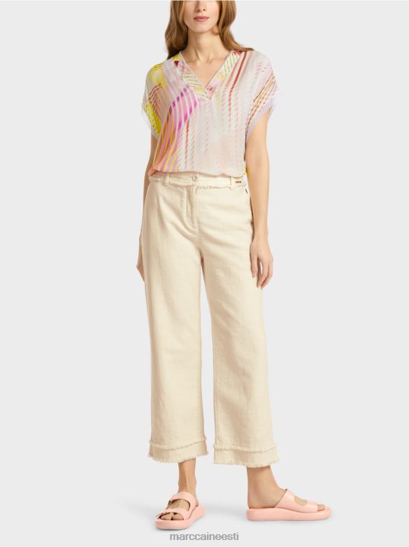 Marc Cain Riietus narmastega linase välimusega püksid J8DT617 pehme linane