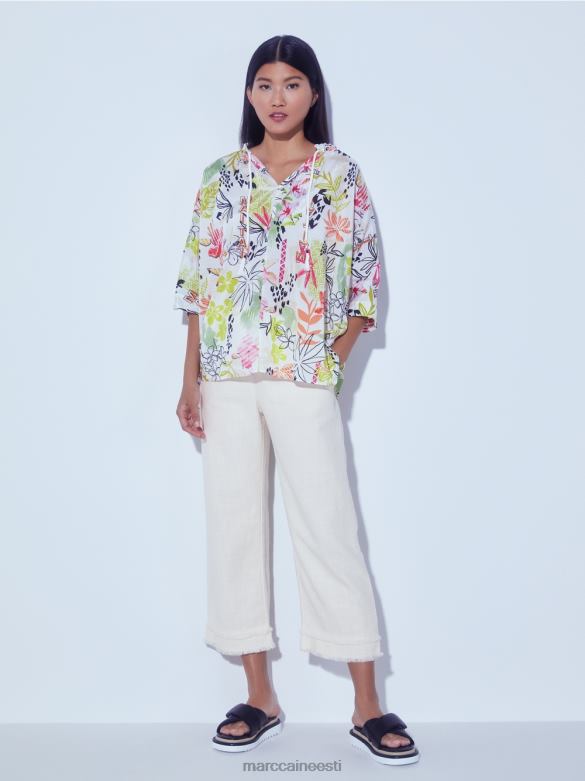 Marc Cain Riietus narmastega linase välimusega püksid J8DT617 pehme linane