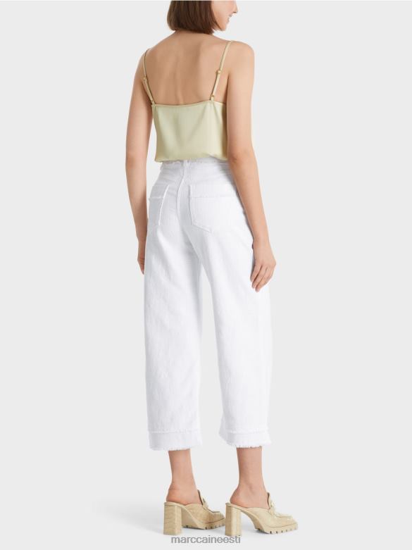 Marc Cain Riietus narmastega linase välimusega püksid J8DT619 valge
