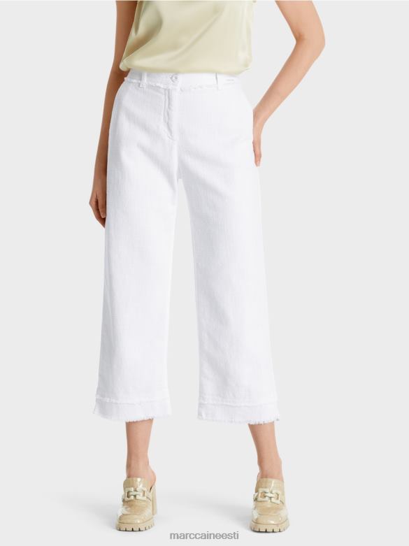 Marc Cain Riietus narmastega linase välimusega püksid J8DT619 valge