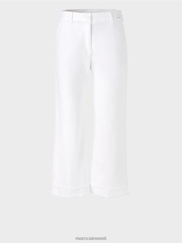 Marc Cain Riietus narmastega linase välimusega püksid J8DT619 valge