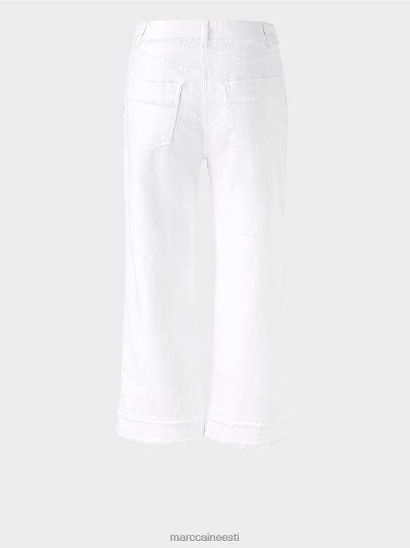 Marc Cain Riietus narmastega linase välimusega püksid J8DT619 valge