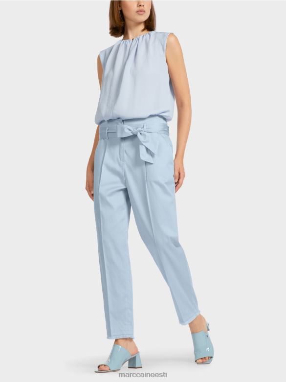 Marc Cain Riietus püksid paberkotti stiilis J8DT691 hele puuder sinine