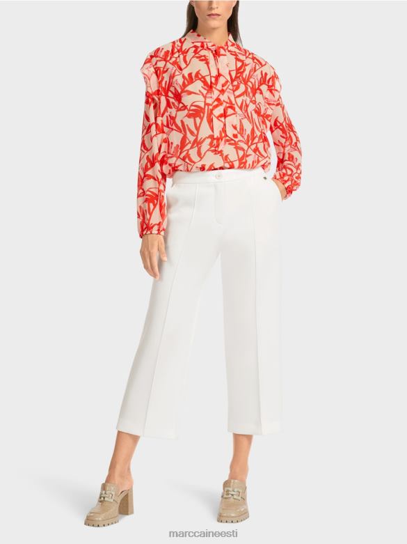 Marc Cain Riietus püksid pealisõmblusega pressitud kortsuga J8DT699 määrdunudvalge