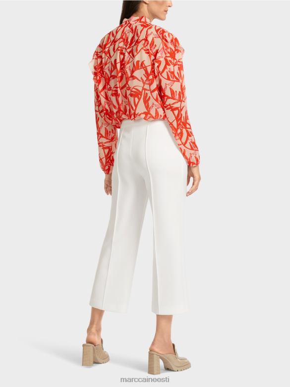 Marc Cain Riietus püksid pealisõmblusega pressitud kortsuga J8DT699 määrdunudvalge