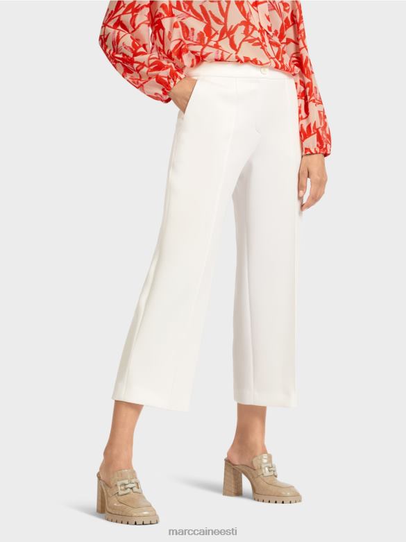 Marc Cain Riietus püksid pealisõmblusega pressitud kortsuga J8DT699 määrdunudvalge