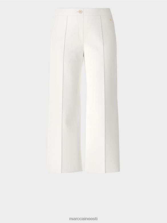 Marc Cain Riietus püksid pealisõmblusega pressitud kortsuga J8DT699 määrdunudvalge