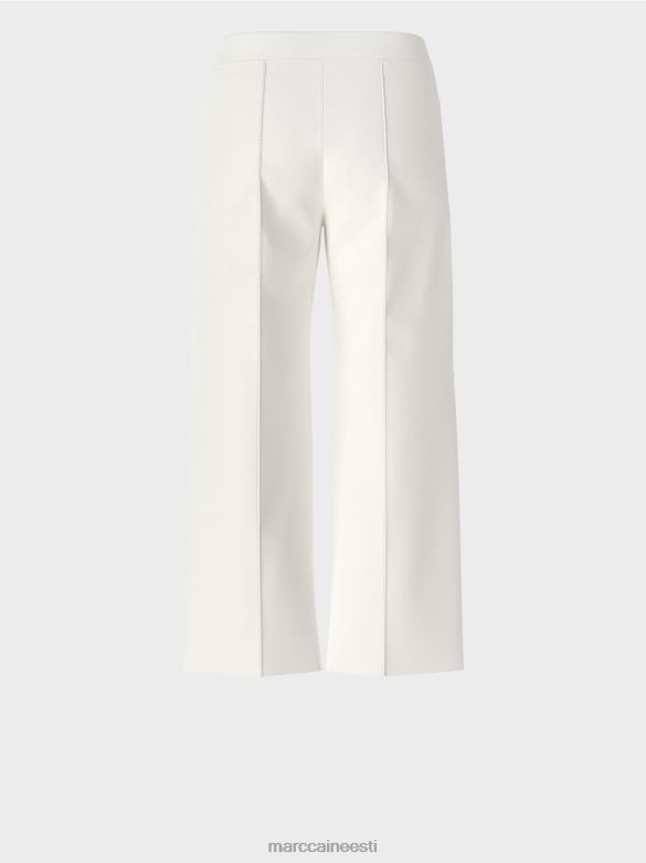 Marc Cain Riietus püksid pealisõmblusega pressitud kortsuga J8DT699 määrdunudvalge
