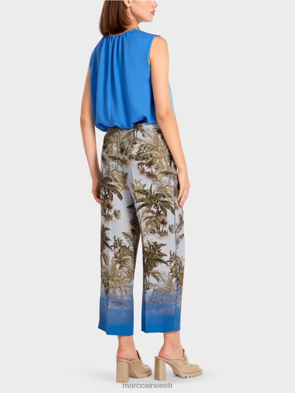 Marc Cain Riietus peopesa disainiga püksid J8DT693 hele puuder sinine