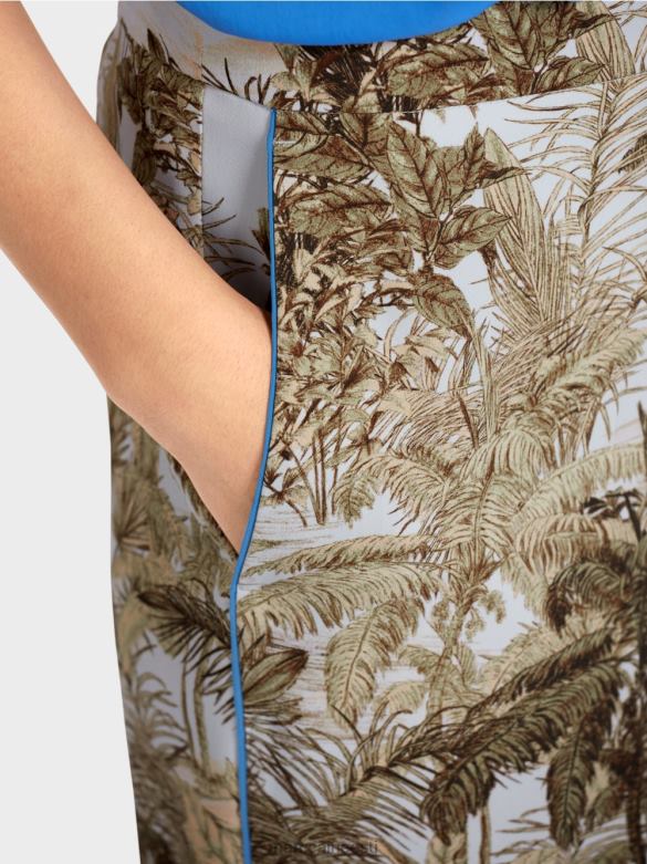 Marc Cain Riietus peopesa disainiga püksid J8DT693 hele puuder sinine