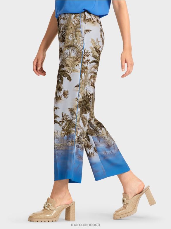 Marc Cain Riietus peopesa disainiga püksid J8DT693 hele puuder sinine