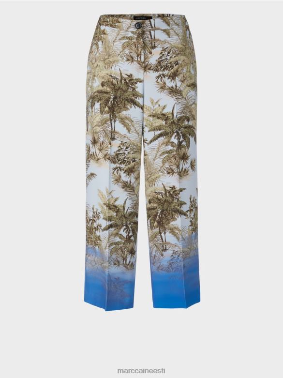 Marc Cain Riietus peopesa disainiga püksid J8DT693 hele puuder sinine