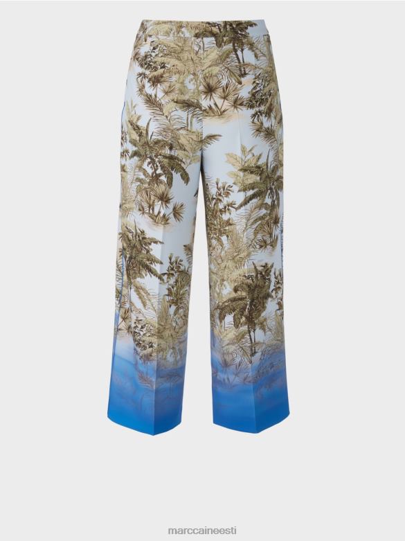 Marc Cain Riietus peopesa disainiga püksid J8DT693 hele puuder sinine