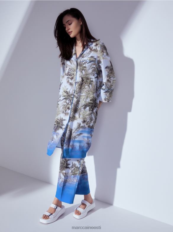 Marc Cain Riietus peopesa disainiga püksid J8DT693 hele puuder sinine