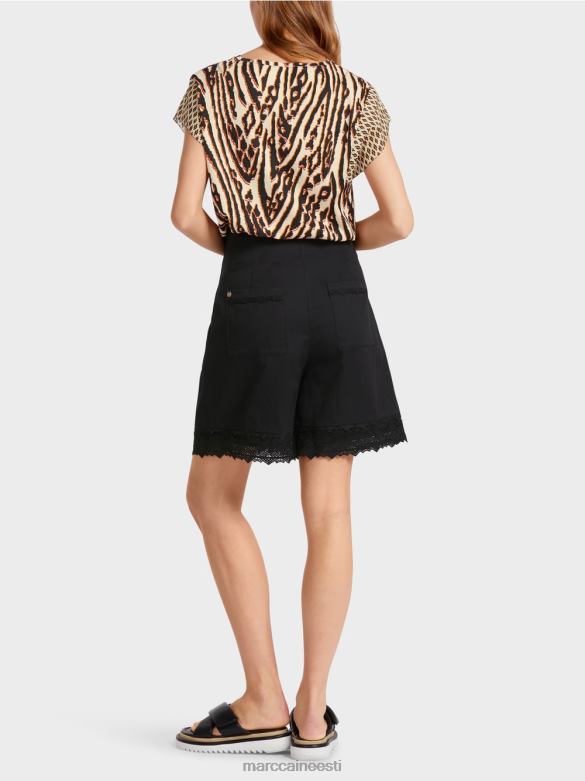 Marc Cain Riietus pitsäärega lühikesed püksid J8DT607 must