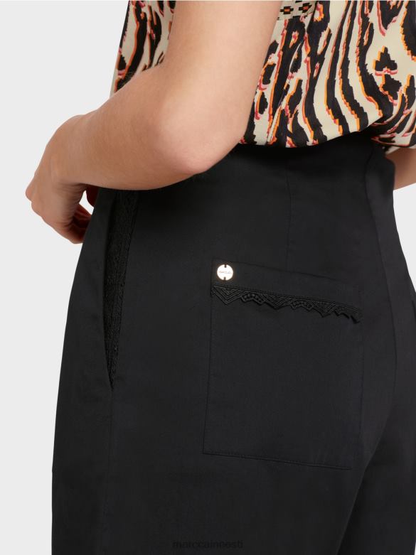 Marc Cain Riietus pitsäärega lühikesed püksid J8DT607 must