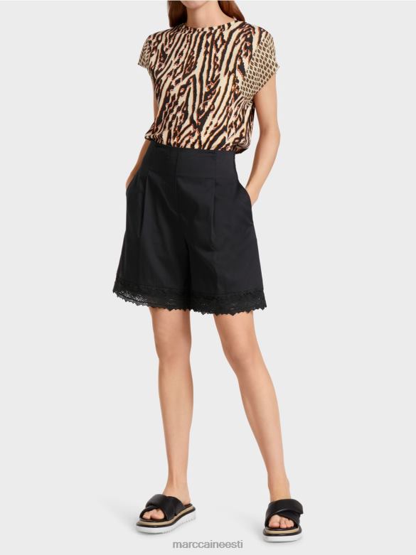 Marc Cain Riietus pitsäärega lühikesed püksid J8DT607 must