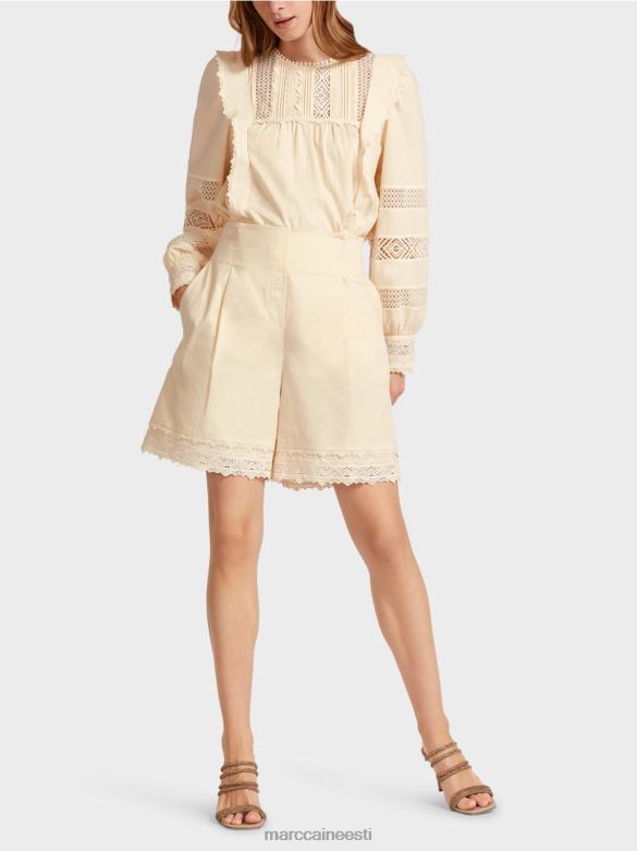 Marc Cain Riietus pitsäärega lühikesed püksid J8DT615 kreem