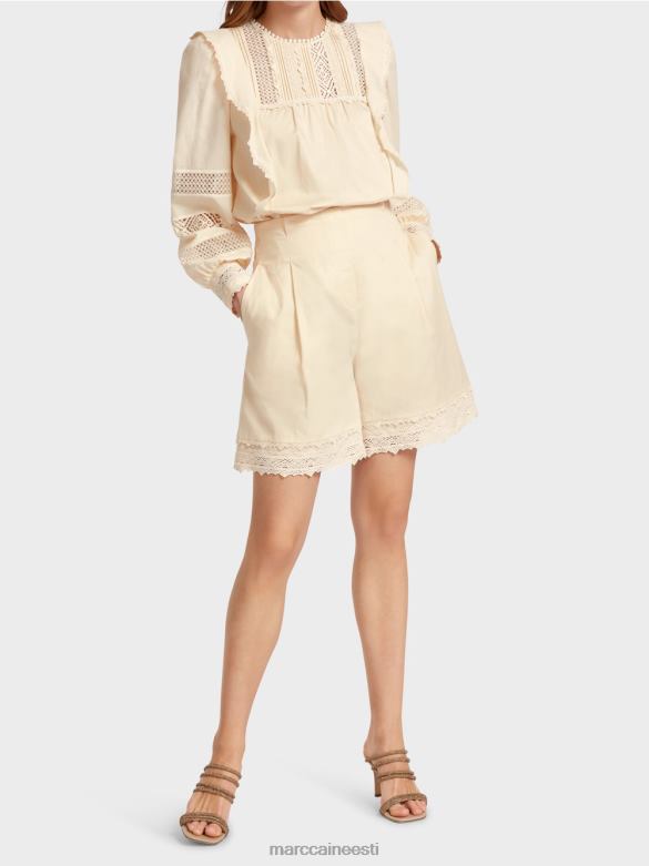 Marc Cain Riietus pitsäärega lühikesed püksid J8DT615 kreem