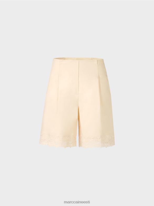 Marc Cain Riietus pitsäärega lühikesed püksid J8DT615 kreem