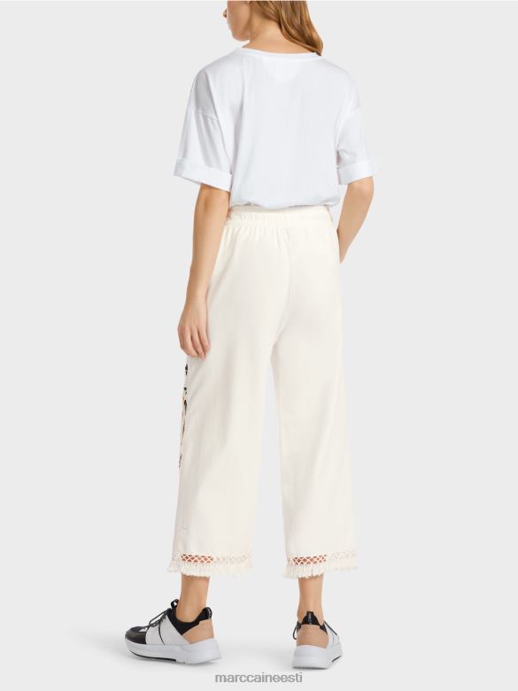 Marc Cain Riietus pitsi ja trükiga püksid J8DT618 määrdunudvalge