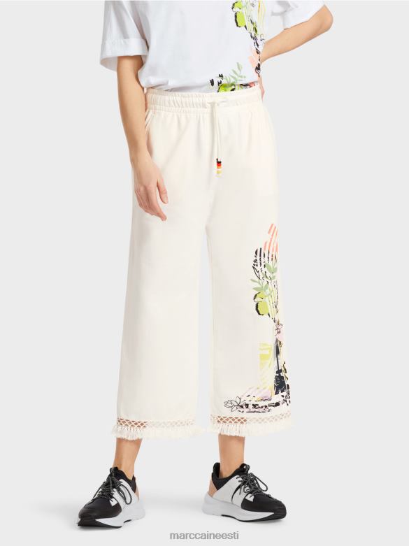 Marc Cain Riietus pitsi ja trükiga püksid J8DT618 määrdunudvalge