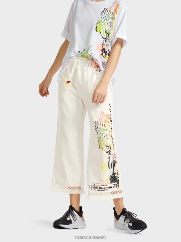 Marc Cain Riietus pitsi ja trükiga püksid J8DT618 määrdunudvalge