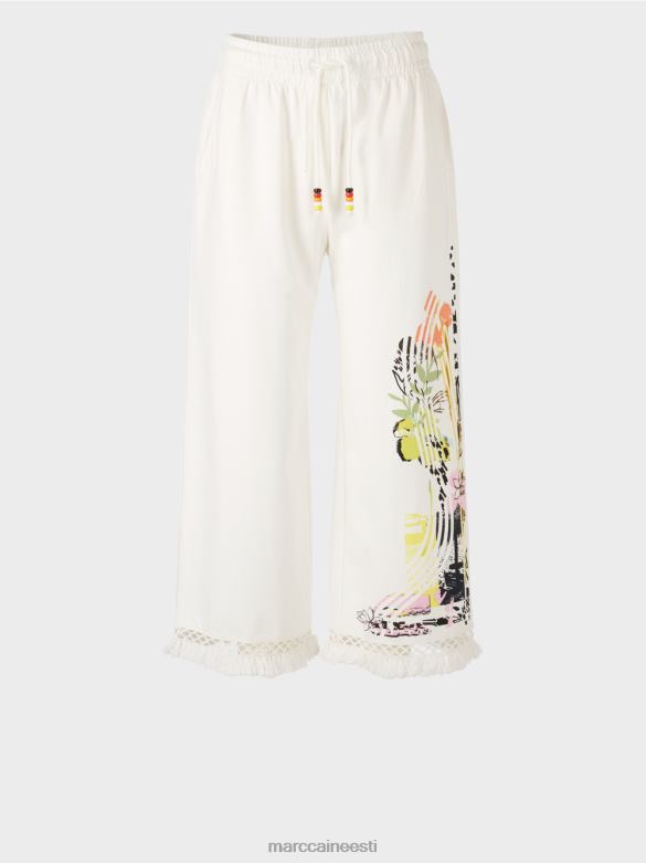 Marc Cain Riietus pitsi ja trükiga püksid J8DT618 määrdunudvalge