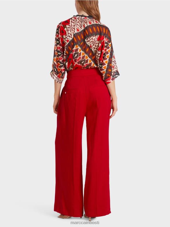 Marc Cain Riietus plisseeritud linased püksid J8DT610 sügav punane