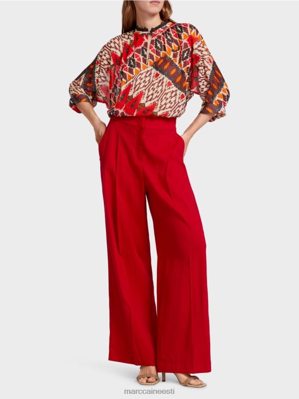 Marc Cain Riietus plisseeritud linased püksid J8DT610 sügav punane