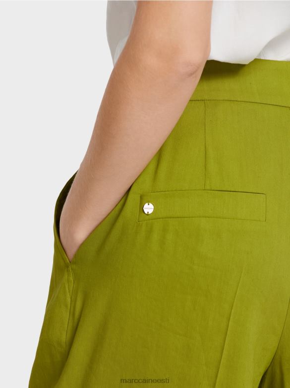 Marc Cain Riietus plisseeritud linased püksid J8DT638 sügav oliiviroheline