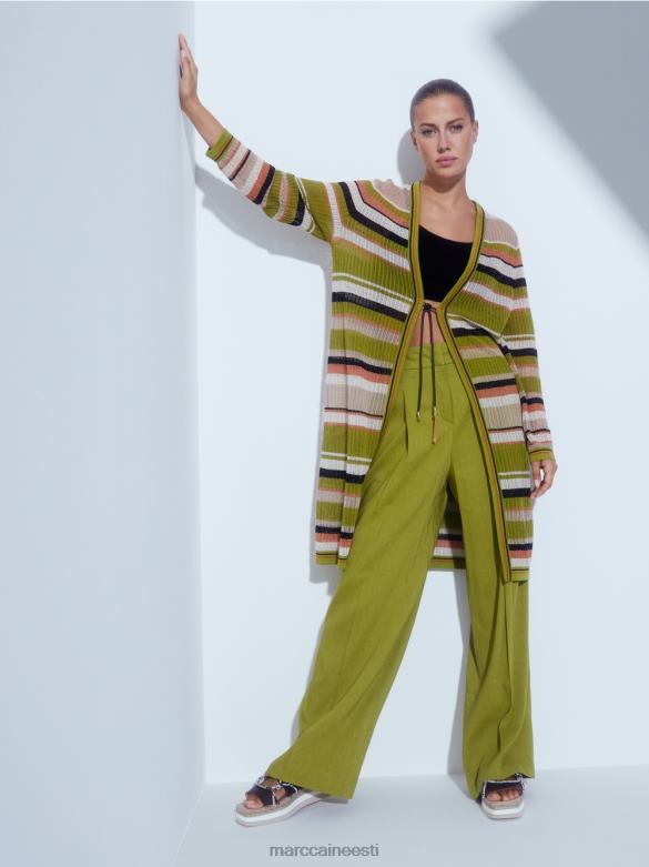 Marc Cain Riietus plisseeritud linased püksid J8DT638 sügav oliiviroheline
